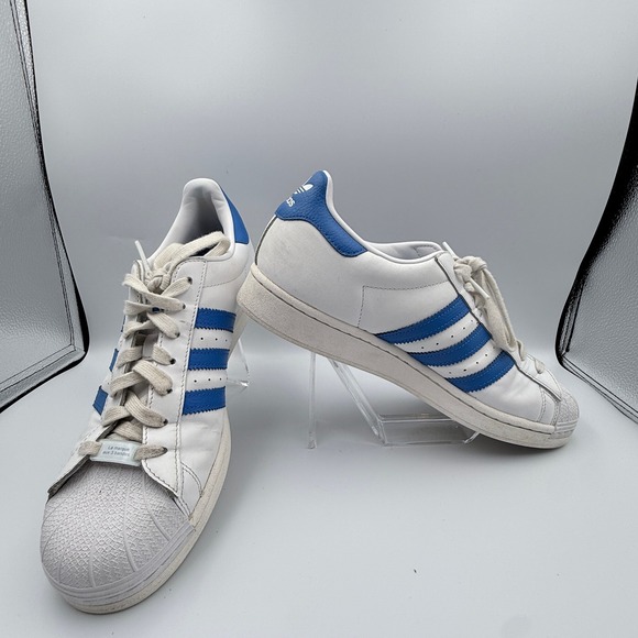adidas Other - Adidas Superstar Size 10.5 Mens White Blue BIRD Leather Shell Sneakers FW4406